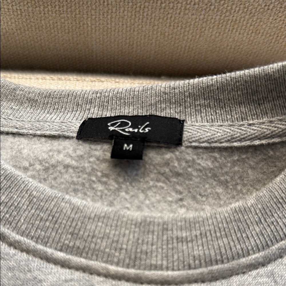 Rails Grey Varsity Cheers Embroidered Champagne Graphic Sweatshirt size M - Picture 2 of 9